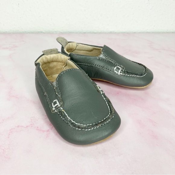 Old Soles Baby boat shoes taupe grey leather loafers shoes 18 EU or 2 infant US - Picture 1 of 15